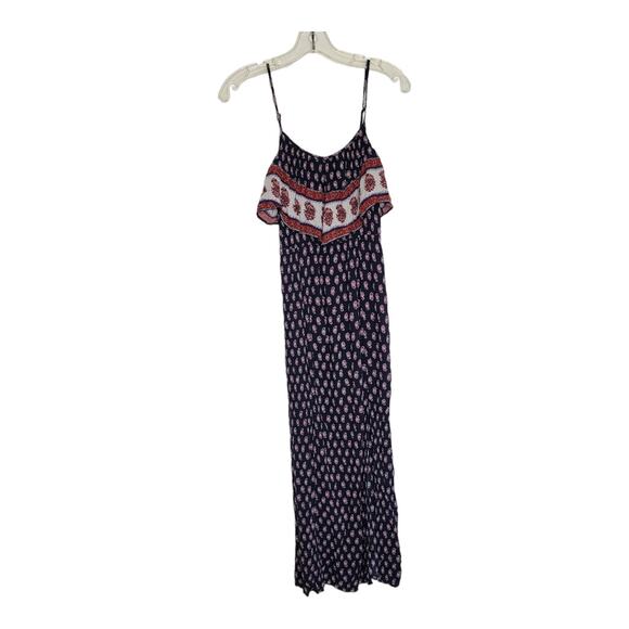 American Eagle Outfitters Maxi Dress Navy Spaghetti Straps Ruffle Women XS - Picture 9 of 12